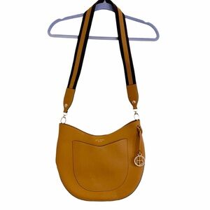 Like NEW! Henri Bendel W 57th Hobo Crossbody Bag, Saffiano Leather Purse, Tan